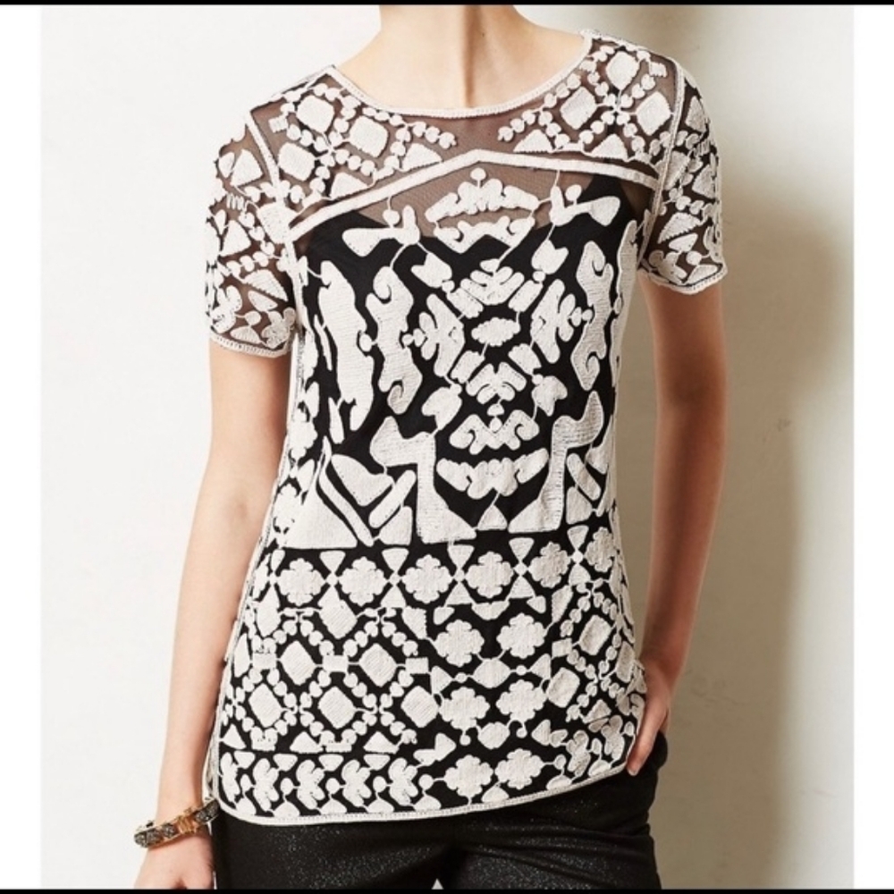 Anthropologie Everleigh Rococo lace overlay blouse Size S